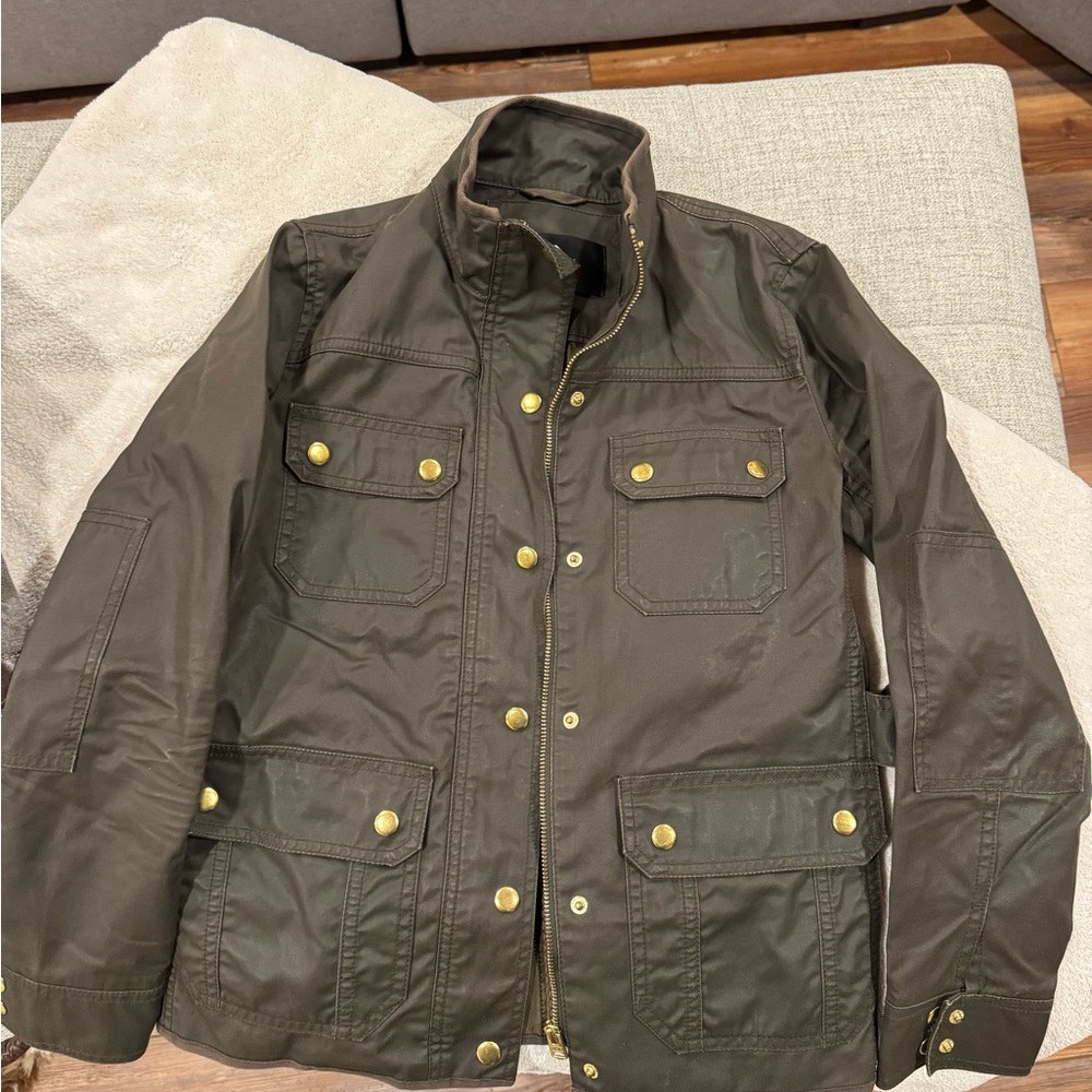 J. Crew Dark Green Field Jacket with Gold Buttons